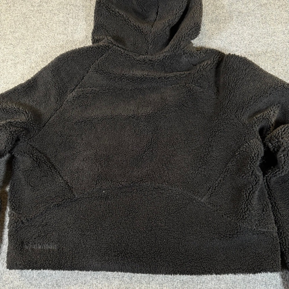 Lululemon Scuba Oversized Half-Zip Hoodie Black Fleece Cropped Womens LW3EQNS - Picture 3 of 12
